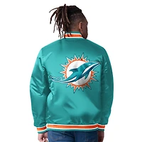 Men's Starter  Aqua/Orange Miami Dolphins Closer Reversible Satin Full-Snap Jacket
