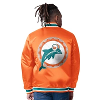 Men's Starter  Aqua/Orange Miami Dolphins Closer Reversible Satin Full-Snap Jacket