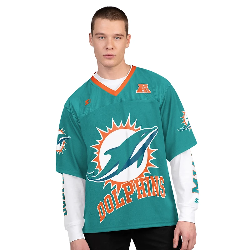 Men's Starter Aqua/White Miami Dolphins Short Sleeve & Long T-Shirt Combo Pack