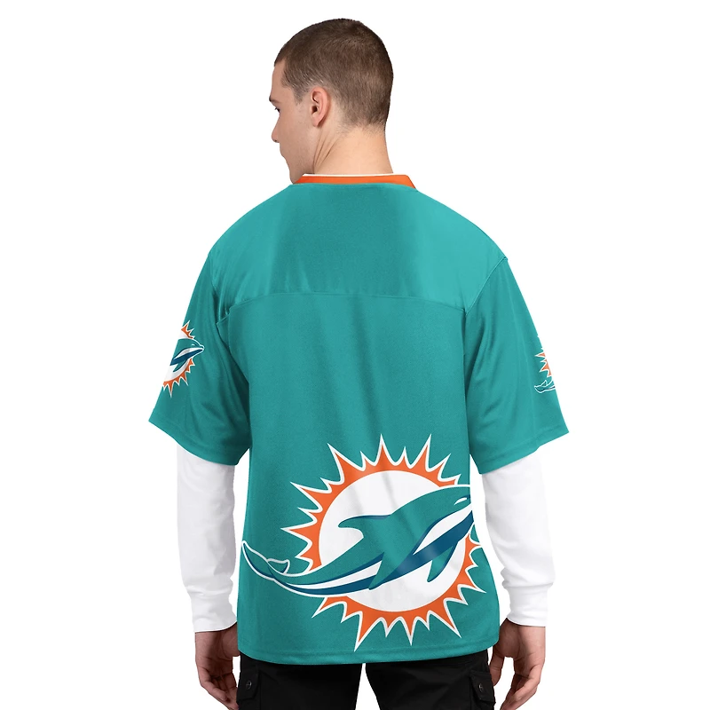Men's Starter Aqua/White Miami Dolphins Short Sleeve & Long T-Shirt Combo Pack