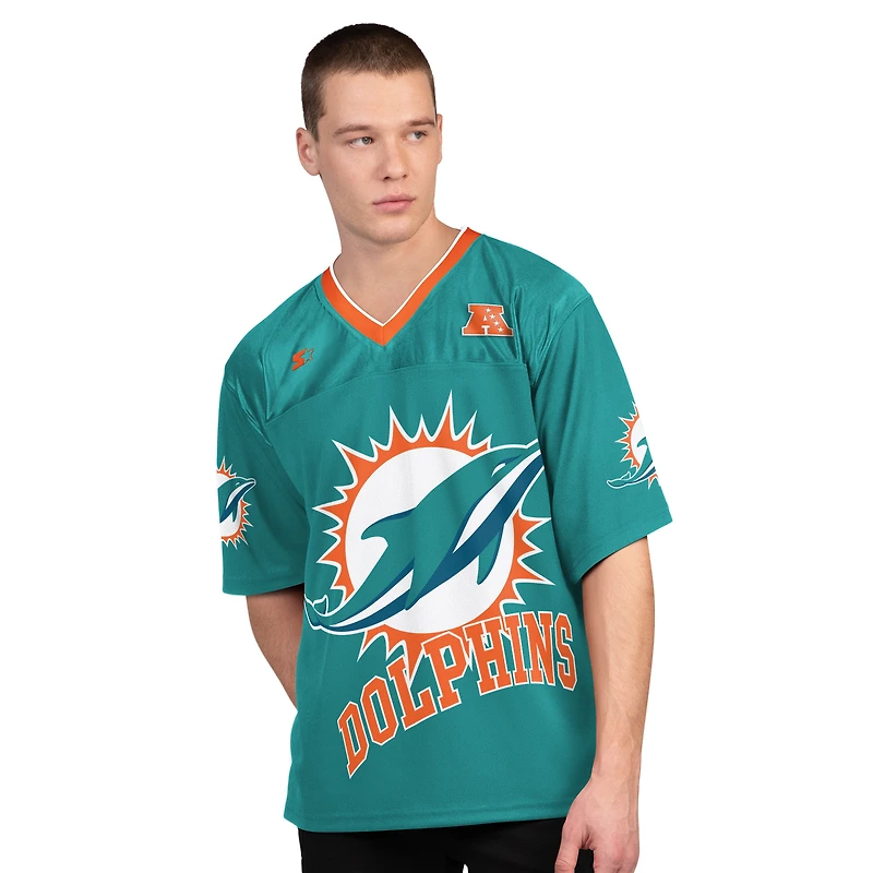 Pack de t-shirts à manches courtes et longues Starter Aqua/Blanc Miami Dolphins pour homme