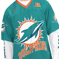 Pack de t-shirts à manches courtes et longues Starter Aqua/Blanc Miami Dolphins pour homme