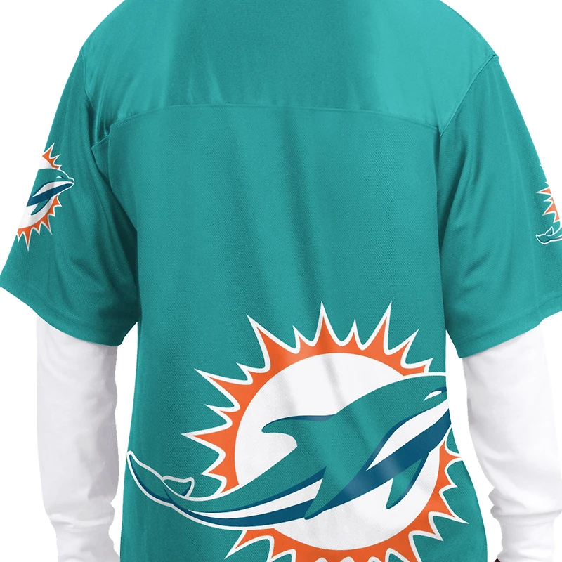 Men's Starter Aqua/White Miami Dolphins Short Sleeve & Long T-Shirt Combo Pack