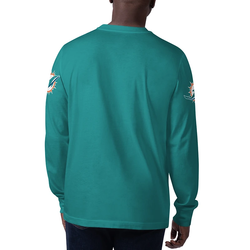 T-shirt à manches longues Starter Aqua Miami Dolphins Clutch Hit pour homme