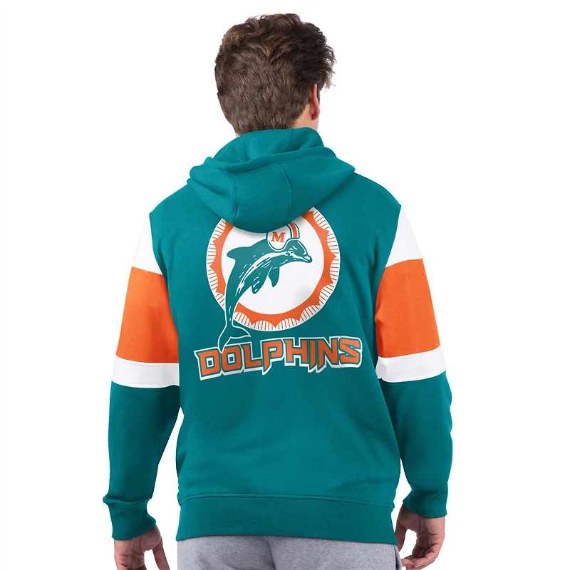Men's Starter Aqua Miami Dolphins Extreme Vintage Logo Full-Zip Hoodie