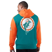 Men's Starter Aqua Miami Dolphins Extreme Vintage Logo Pullover Hoodie