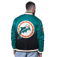 Men's Starter Aqua Miami Dolphins Pass Rush Varsity Full-Snap Jacket