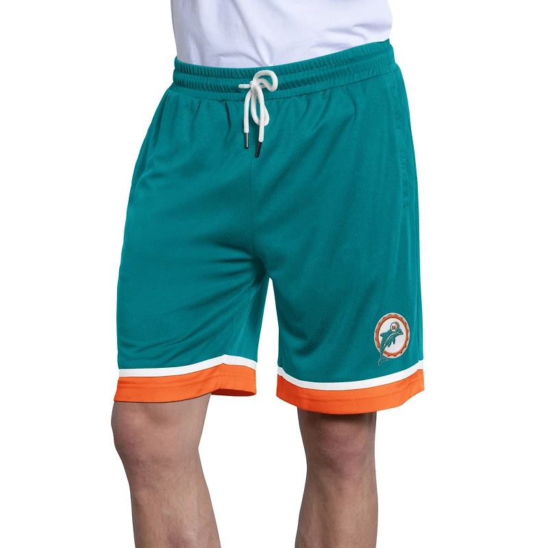 Men's Starter Aqua Miami Dolphins Throwback Power Play Mesh Shorts