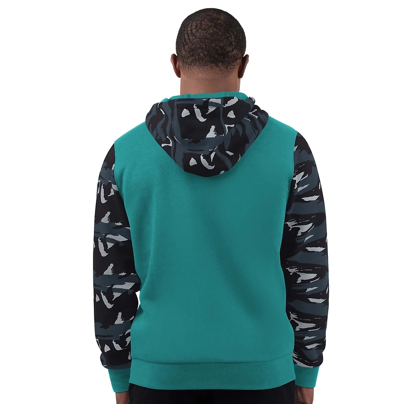Men's Starter Aqua Miami Dolphins Thursday Night Gridiron Vintage Logo Full-Zip Hoodie