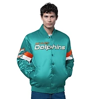 Veste universitaire en satin triple option Starter Aqua Miami Dolphins pour homme