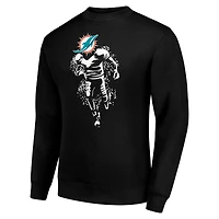 Sweat-shirt en polaire noir Starter pour homme, motif logo des Dolphins de Miami, mélange tri-couche.
