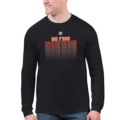 T-shirt à manches longues noir pour homme avec slogan des Miami Dolphins