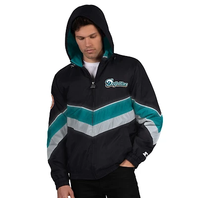 Men's Starter  Black Miami Dolphins Thursday Night Gridiron Vintage Logo Full-Zip Hoodie