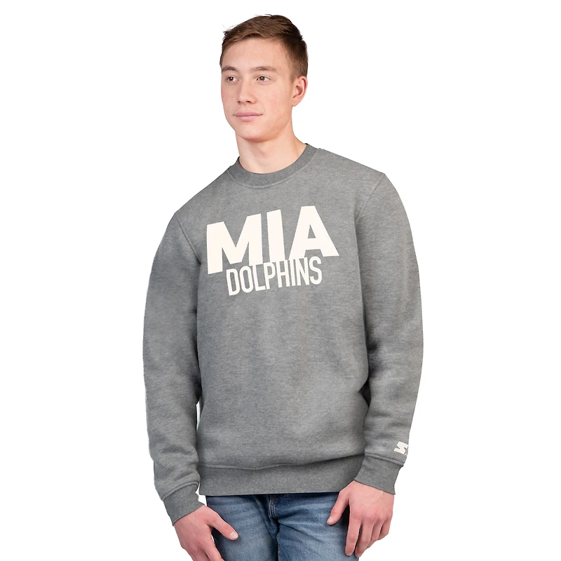 Sweat-shirt ras du cou en polaire Starter Charcoal Miami Dolphins Assist pour homme