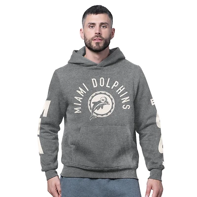 Men's Starter Charcoal Miami Dolphins Handoff Vintage Logo Fleece Hoodie Sweatshirt