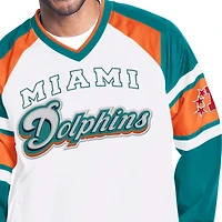 Veste pull raglan Starter blanche pour homme, modèle Miami Dolphins Infield Play