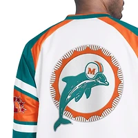Men's Starter  White Miami Dolphins Infield Play Raglan Pullover Jacket