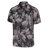 Men's Tommy Bahama Black Miami Dolphins Coast Nuevo Fronds Camp Button-Up Shirt