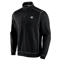 Men's Tommy Bahama Black Miami Dolphins Big & Tall Tobago Bay Half-Zip Sweatshirt