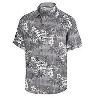 Chemise boutonnée noire pour homme Tommy Bahama Miami Dolphins Coconut Point Isla Palmetta Camp