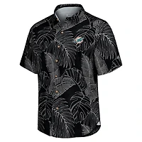 Chemise boutonnée Tommy Bahama noire Miami Dolphins Sport Vine Line pour hommes