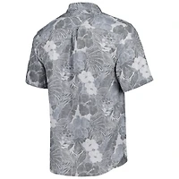 Chemise boutonnée Tommy Bahama grise Miami Dolphins Coconut Point Playa Floral Camp IslandZone pour hommes