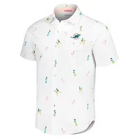 Men's Tommy Bahama White Miami Dolphins Nova Wave Flocktail Button-Up Shirt