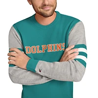 Pull ras du cou en acrylique Tommy Hilfiger Aqua/Gris chiné pour homme, Miami Dolphins