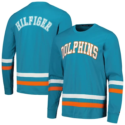 Men's Tommy Hilfiger Aqua/Orange Miami Dolphins Nolan Long Sleeve T-Shirt