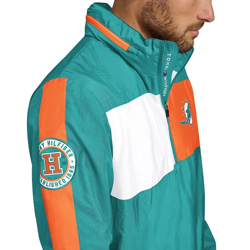 Veste à capuche légère demi-zip Gael des Miami Dolphins Tommy Hilfiger Aqua pour homme