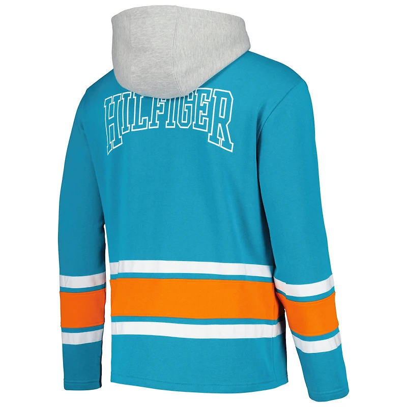 Sweat à capuche tendance Tommy Hilfiger Aqua Miami Dolphins Ivan pour hommes