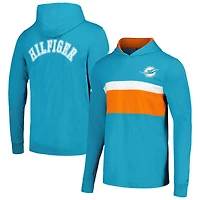 T-shirt à capuche manches longues Tommy Hilfiger Aqua Miami Dolphins Morgan pour hommes