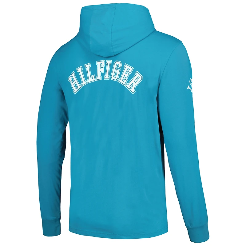 T-shirt à capuche manches longues Tommy Hilfiger Aqua Miami Dolphins Morgan pour hommes
