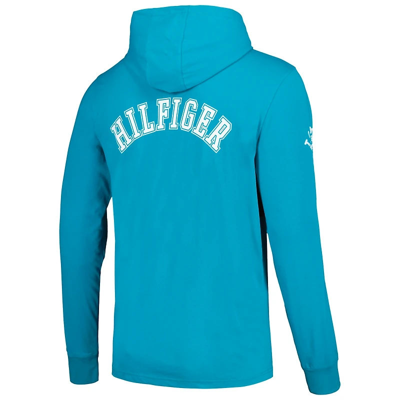T-shirt à capuche manches longues Tommy Hilfiger Aqua Miami Dolphins Morgan pour hommes