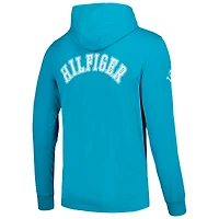 T-shirt à capuche manches longues Tommy Hilfiger Aqua Miami Dolphins Morgan pour hommes