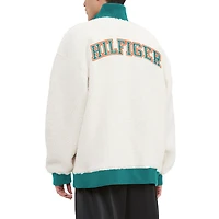 Sweat-shirt crème Tommy Hilfiger Miami Dolphins Jordan Sherpa à quart de zip pour hommes
