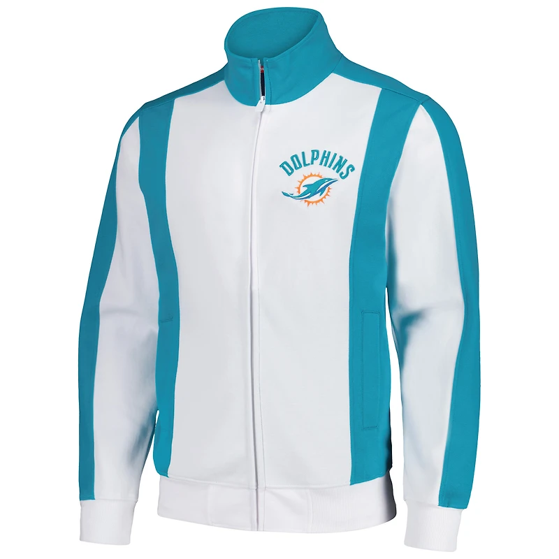 Veste de survêtement entièrement zippée Tommy Hilfiger pour hommes blanc/aqua Miami Dolphins Nolan