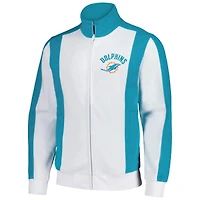Veste de survêtement entièrement zippée Tommy Hilfiger pour hommes blanc/aqua Miami Dolphins Nolan