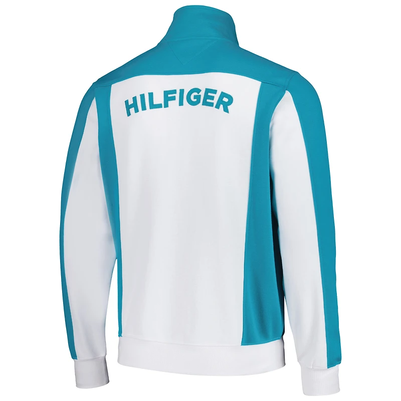 Veste de survêtement entièrement zippée Tommy Hilfiger pour hommes blanc/aqua Miami Dolphins Nolan