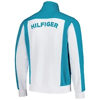 Veste de survêtement entièrement zippée Tommy Hilfiger pour hommes blanc/aqua Miami Dolphins Nolan