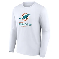 Men's  White Miami Dolphins Team Lockup Long Sleeve T-Shirt