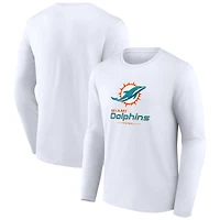 Men's  White Miami Dolphins Team Lockup Long Sleeve T-Shirt