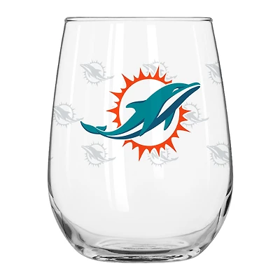 Dauphins de Miami 16oz. Verre à boisson incurvé avec logo gravé en satin