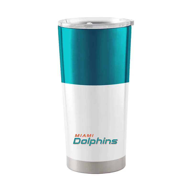 Dauphins de Miami 20 oz. Gobelet d'équipe en acier inoxydable à blocs de couleurs