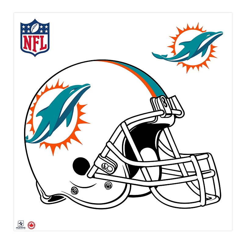 Dolphins de Miami - Sticker mural repositionnable pour casque d'équipe 36''