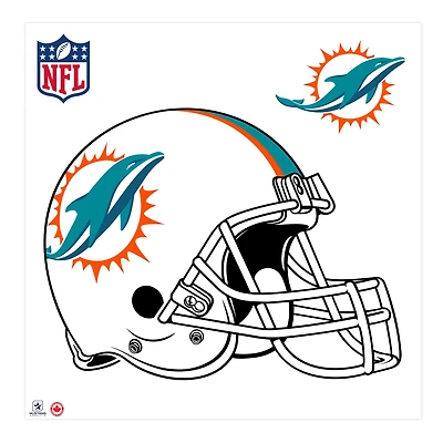 Dolphins de Miami - Sticker mural repositionnable pour casque d'équipe 36''