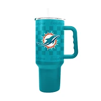 Miami Dolphins 40oz Checkered Stainless Steel Tumbler