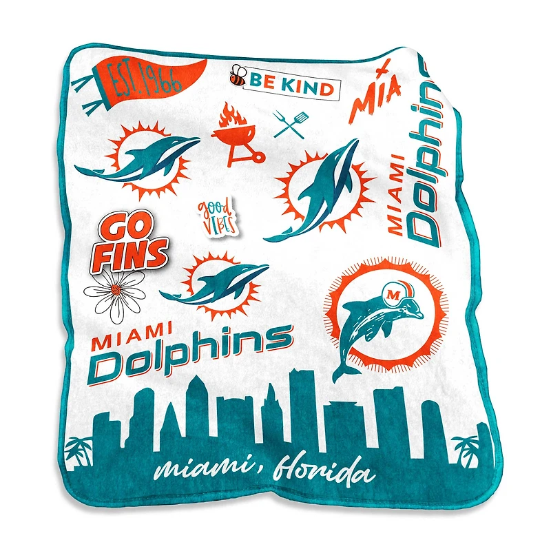 Couverture polaire en peluche Raschel Native 50'' x 60'' Miami Dolphins