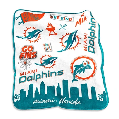 Couverture polaire en peluche Raschel Native 50'' x 60'' Miami Dolphins