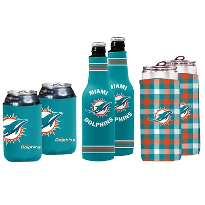 Pack varié de refroidisseurs de canettes et de bouteilles des Dolphins de Miami, 6 pièces